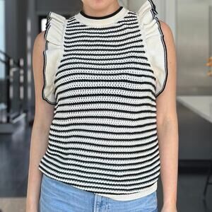 Eleven Six Viola striped tank top knit crochet ruffles pima cotton